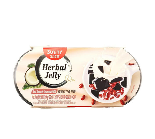 Milky Herbal Jelly with Red Beans