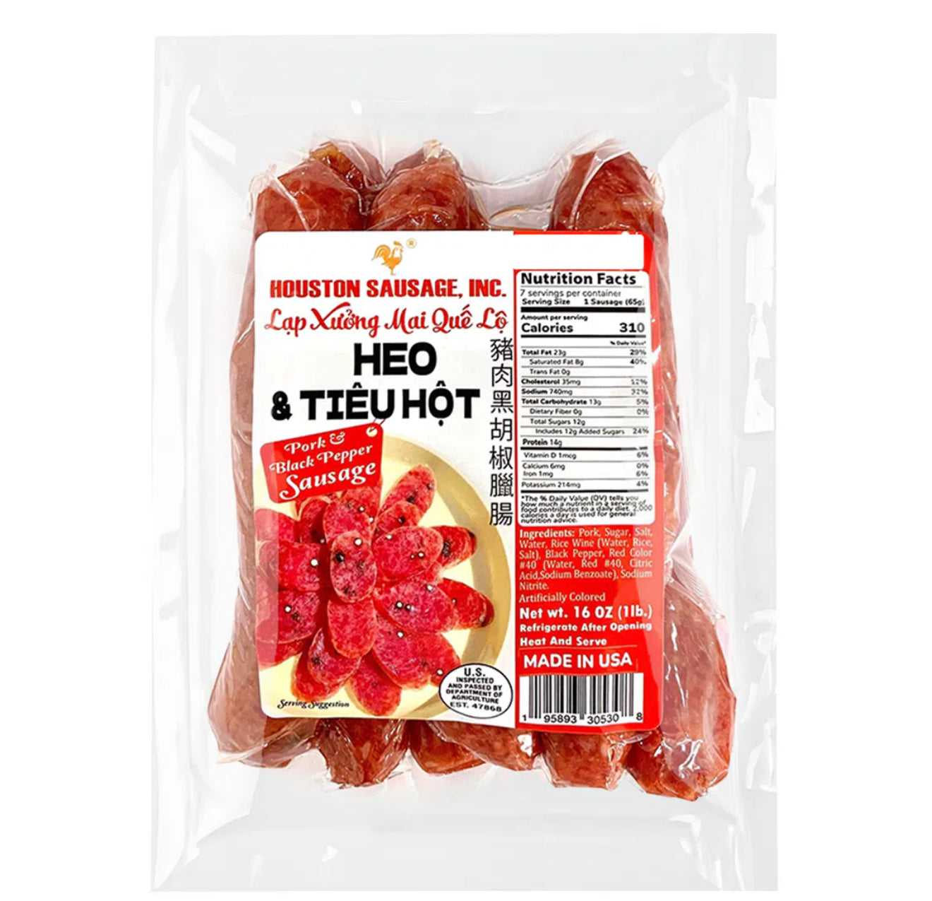 Lạp Xưởng Mai Quế Lộ Tiêu Hột Houston Sausage